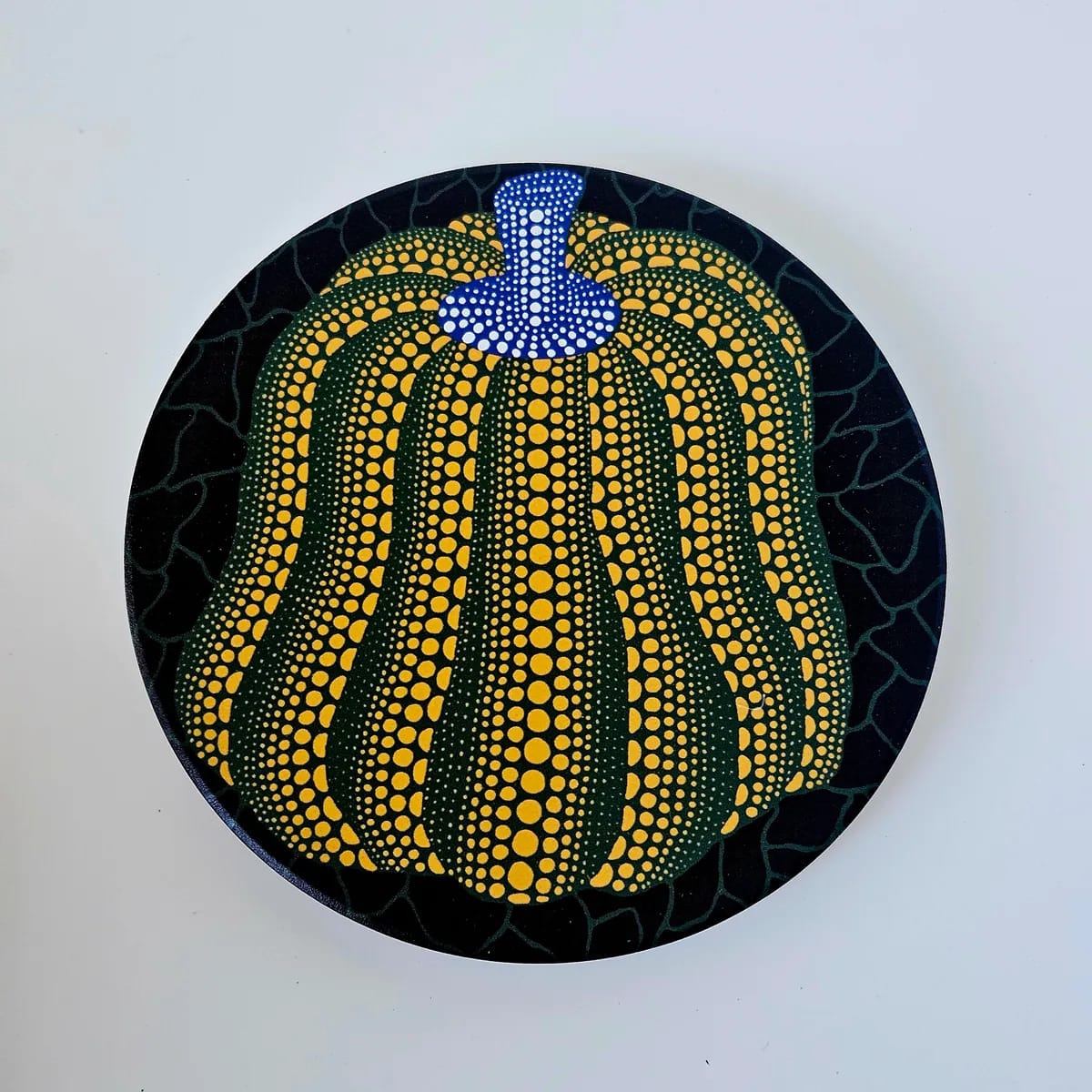 Yayoi Kusama Green & Gold Pumpkin Coaster