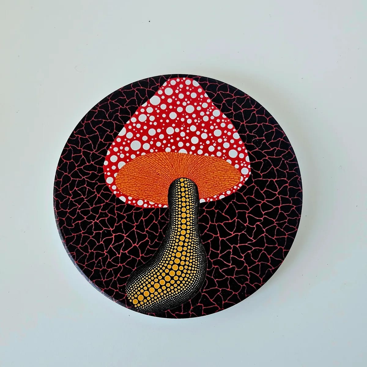 Yayoi Kusama White Dotted Mushroom Coaster