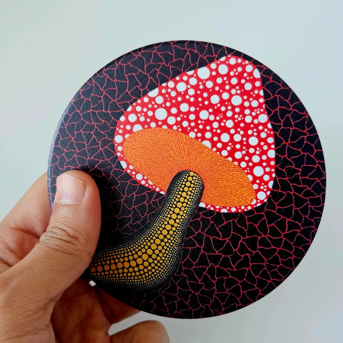 Yayoi Kusama White Dotted Mushroom Coaster