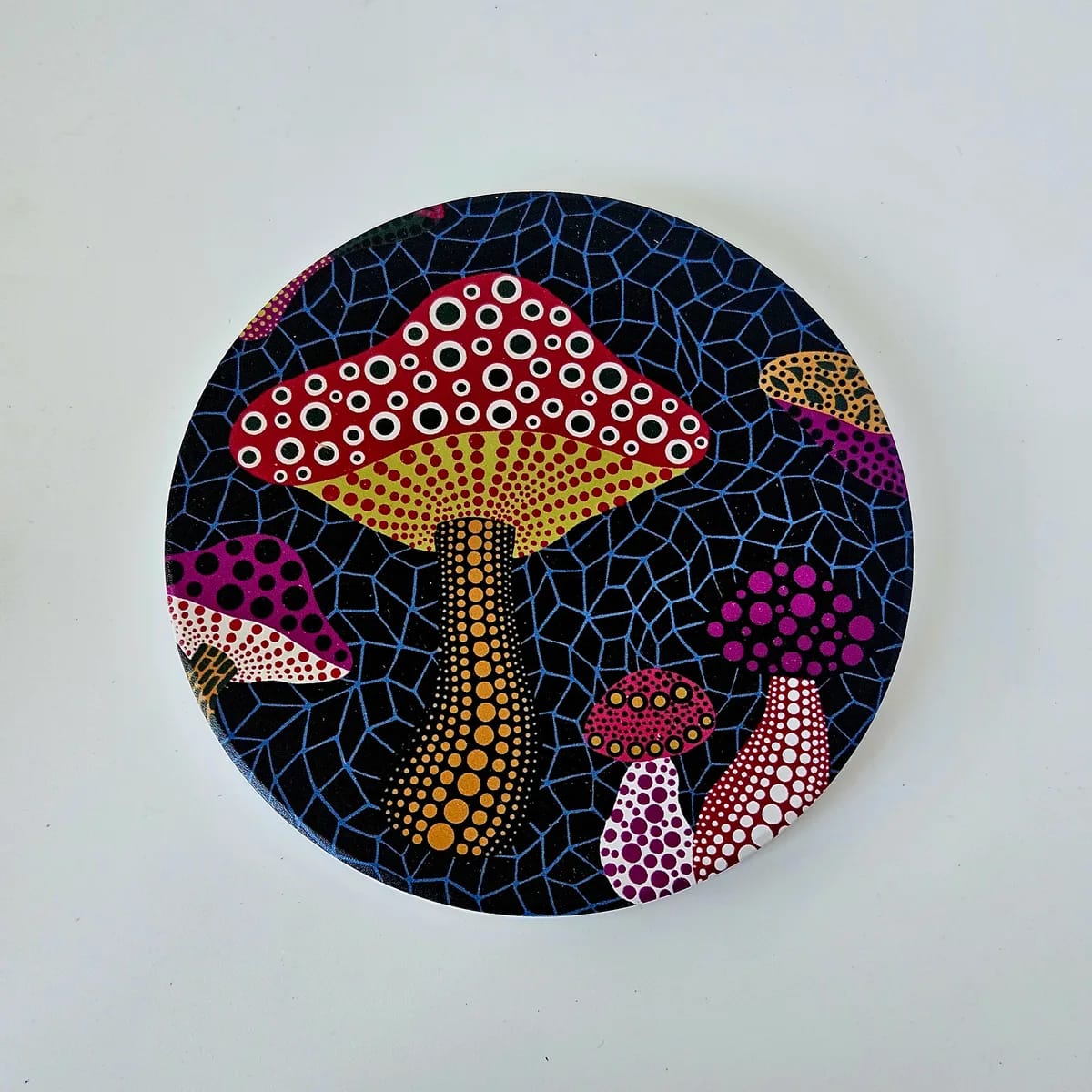 Yayoi Kusama Black Dotted Mushroom Coaster