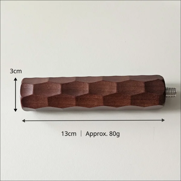 Dragon ridge handle m10 (details) thread Walnut Dragon Ridge Portafilter Handle – M10 | TouchWoodGoods